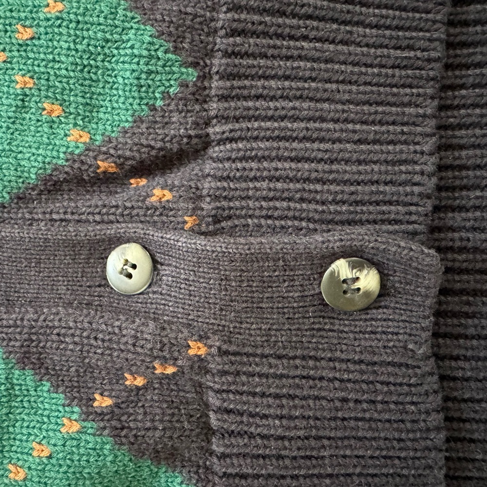 Vintage Lands’ End Argyle Sweater Vest Navy Red Green Preppy Knit - Picture 6 of 12